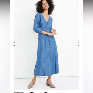 Madewell Pieced-Waist Midi Denim Dress